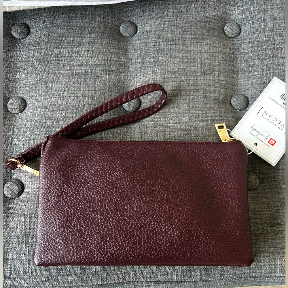 Jen & Co vegan leather crossbody purse in Sangria
